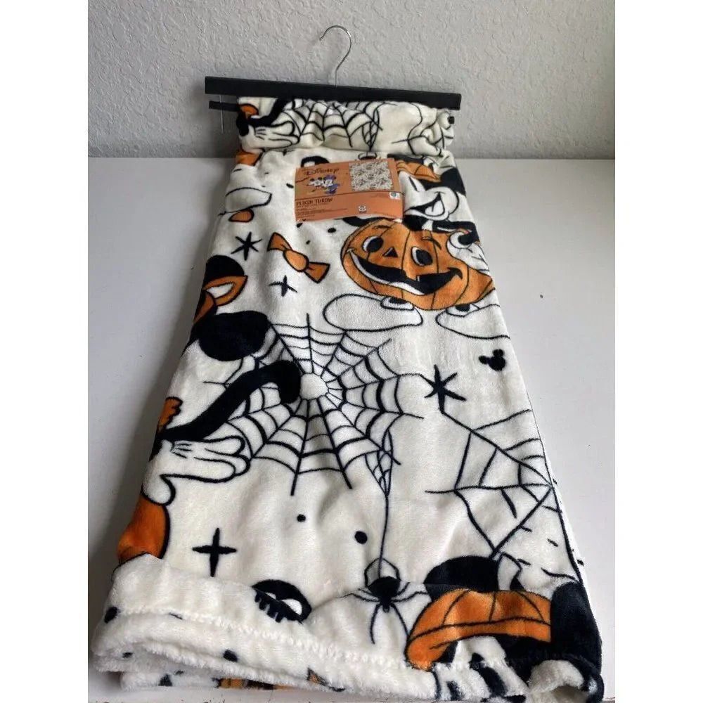 Disney Mickey & Minnie Mouse Pumpkin Halloween Plush Throw Blanket 50X70” NEW